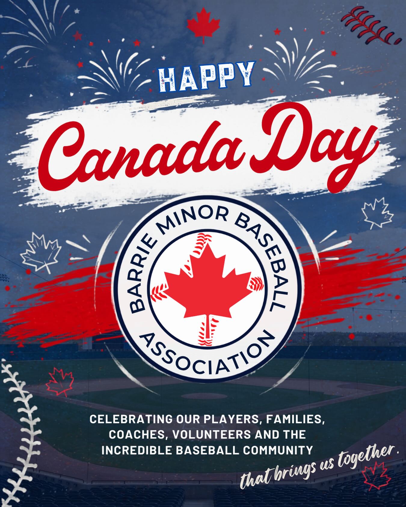 Happy Canada Day from all of us at Barrie Minor Baseball 🇨🇦