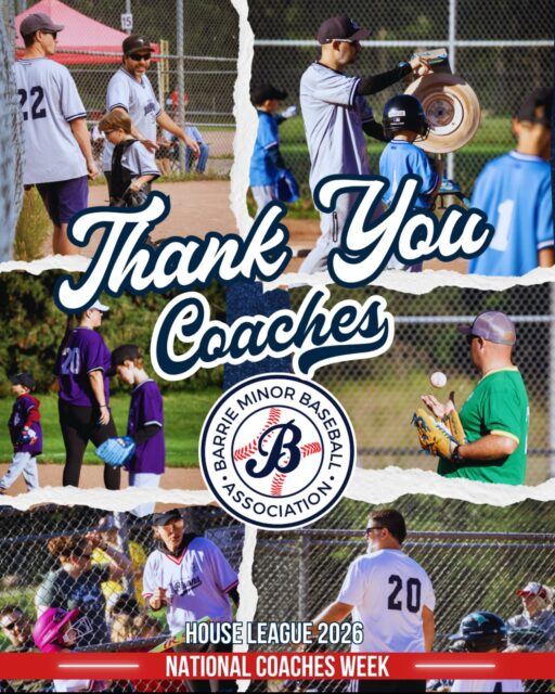 🔹 National Coaches Week 🔹

To kick things off, we want to say a massive thank you to our HOUSE LEAGUE COACHES!

After an incredible Championship Day, it truly showcased how our House League program could not exist without you. 

Every season, our coaches volunteer their time to be at the diamond, teach the game, encourage the players and help make House League the incredible experience is it for everyone involved. 

From the first practice to the final game, your patience, commitment and time make all the difference. Our players are truly so lucky to have so many people willing to step up and share their love of this game. 

Thank you to all House League Coaches from all of us at Barrie Minor Baseball, the players and families! 💙