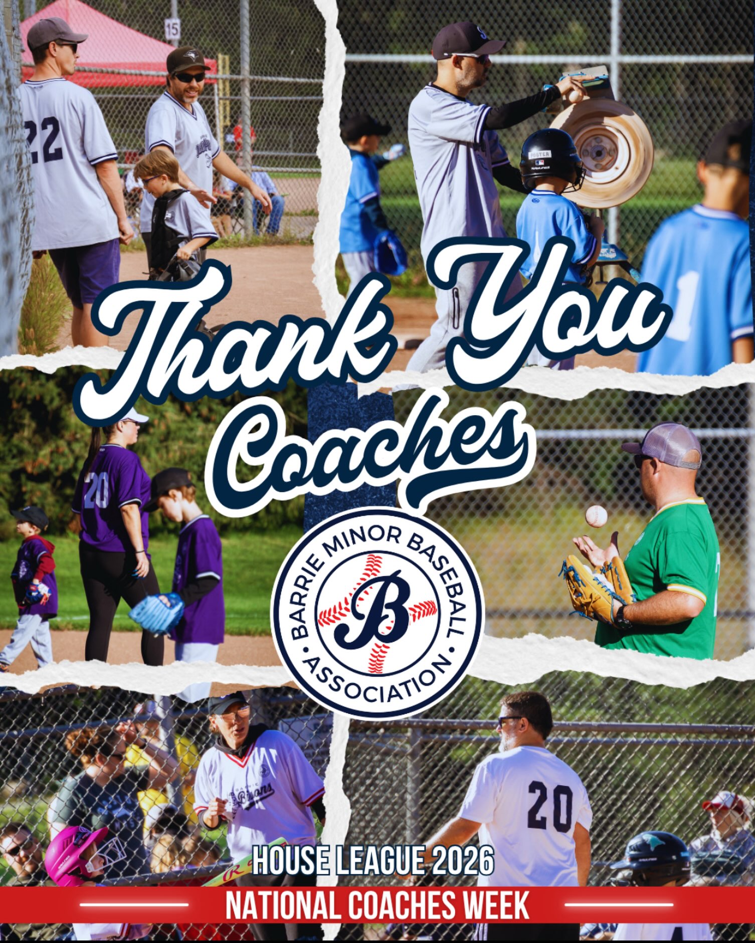 🔹 National Coaches Week 🔹

To kick things off, we want to say a massive thank you to our HOUSE LEAGUE COACHES!

After an incredible Championship Day, it truly showcased how our House League program could not exist without you. 

Every season, our coaches volunteer their time to be at the diamond, teach the game, encourage the players and help make House League the incredible experience is it for everyone involved. 

From the first practice to the final game, your patience, commitment and time make all the difference. Our players are truly so lucky to have so many people willing to step up and share their love of this game. 

Thank you to all House League Coaches from all of us at Barrie Minor Baseball, the players and families! 💙
