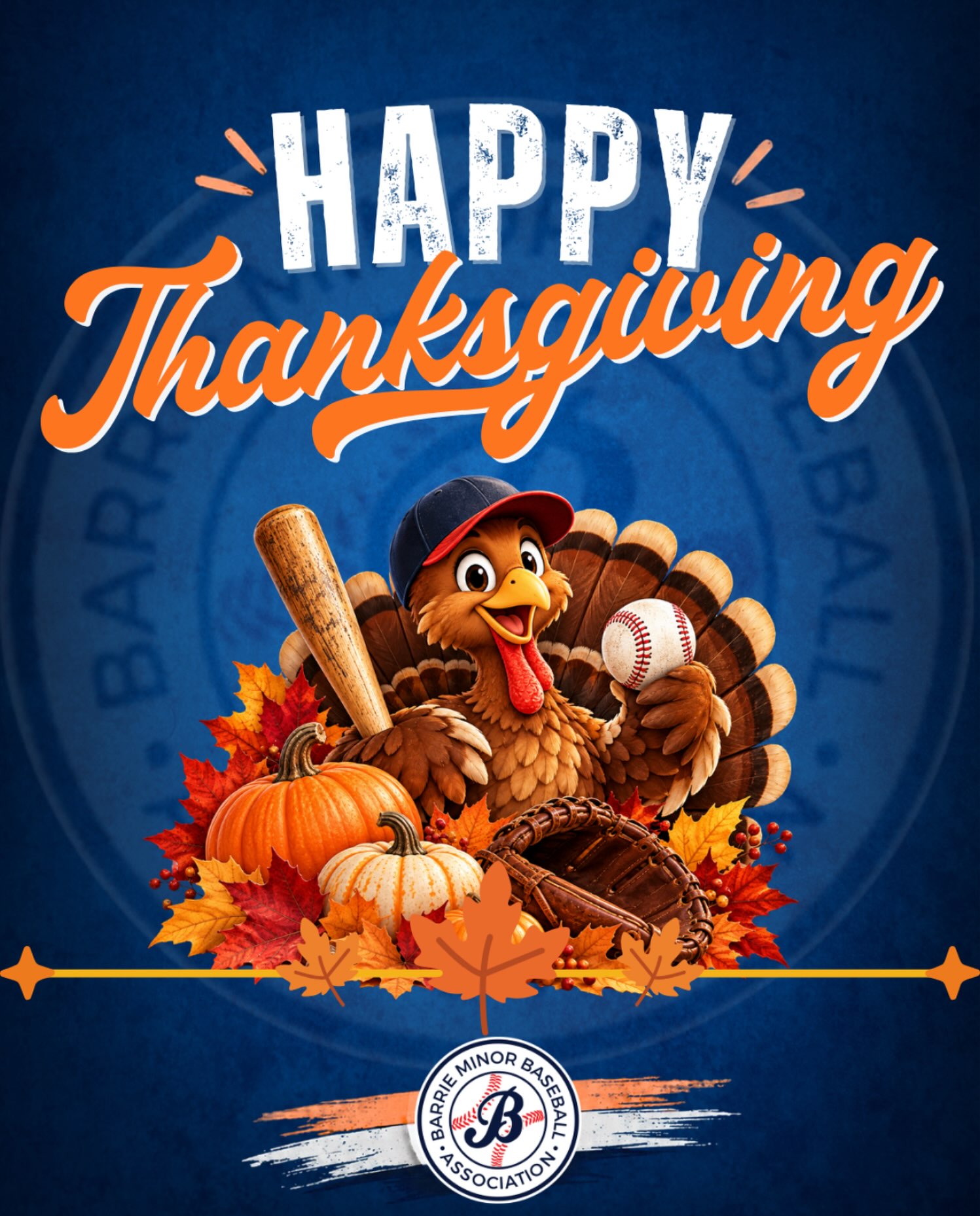 Wishing everyone a Happy Thanksgiving from all of us at Barrie Minor Baseball.